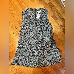 Blue floral sleeveless blouse